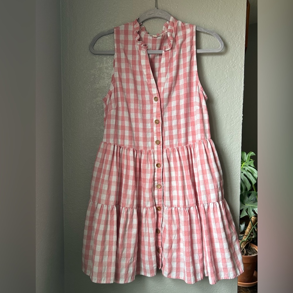 🌸Entro Pink Gingham Baby-Doll Dress w/ pockets!🌸